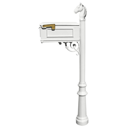 QUALARC Mailbox w/fluted base and horsehead finial LM-801-LPST-WHT